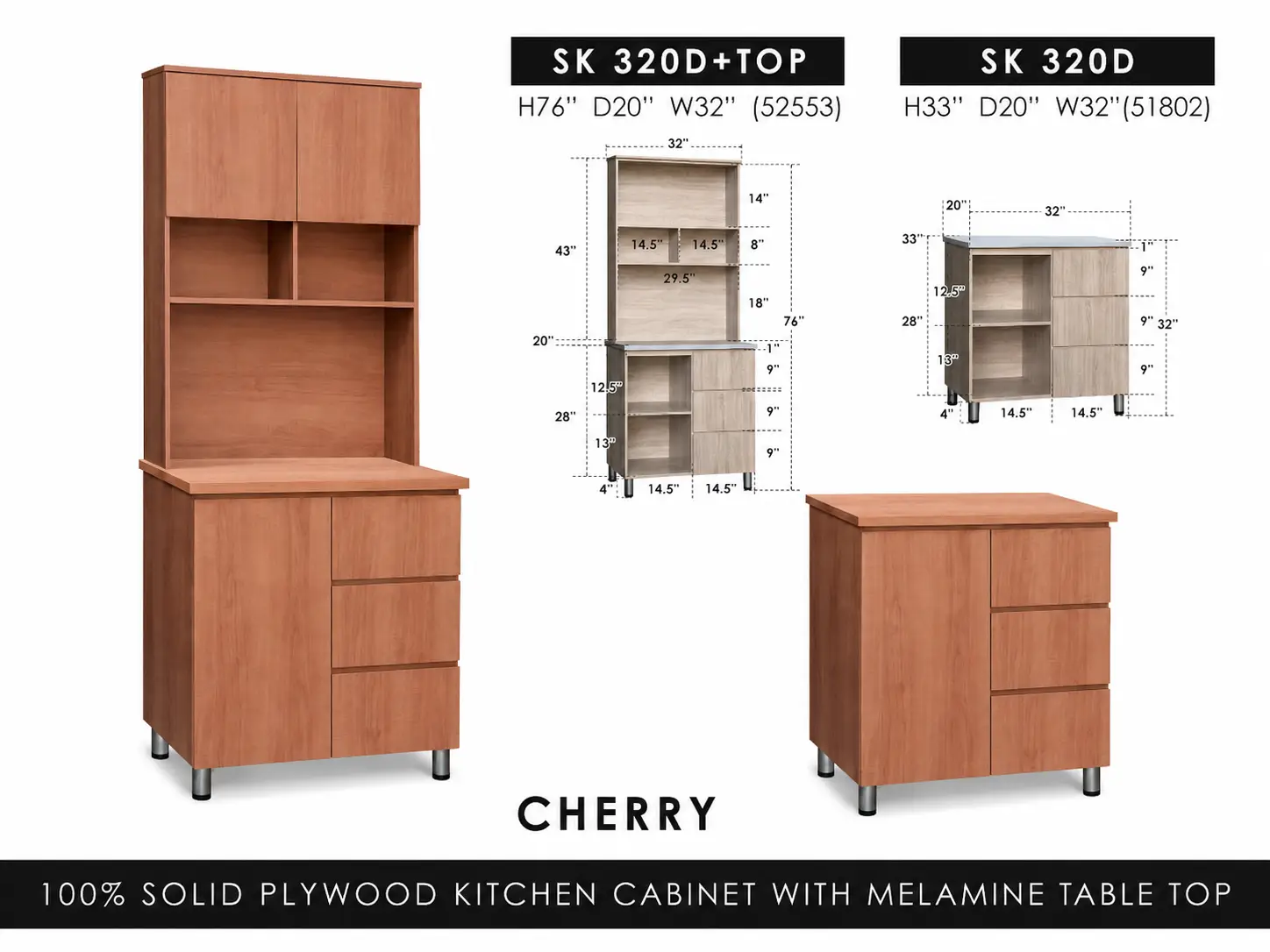 Avant Kitchen Cabinet SK-320D, Cherry