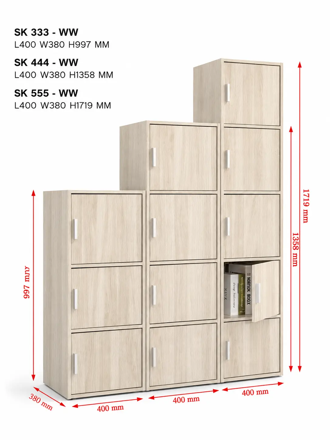Avant Cabinet Set SK-333/444/555, White Wash