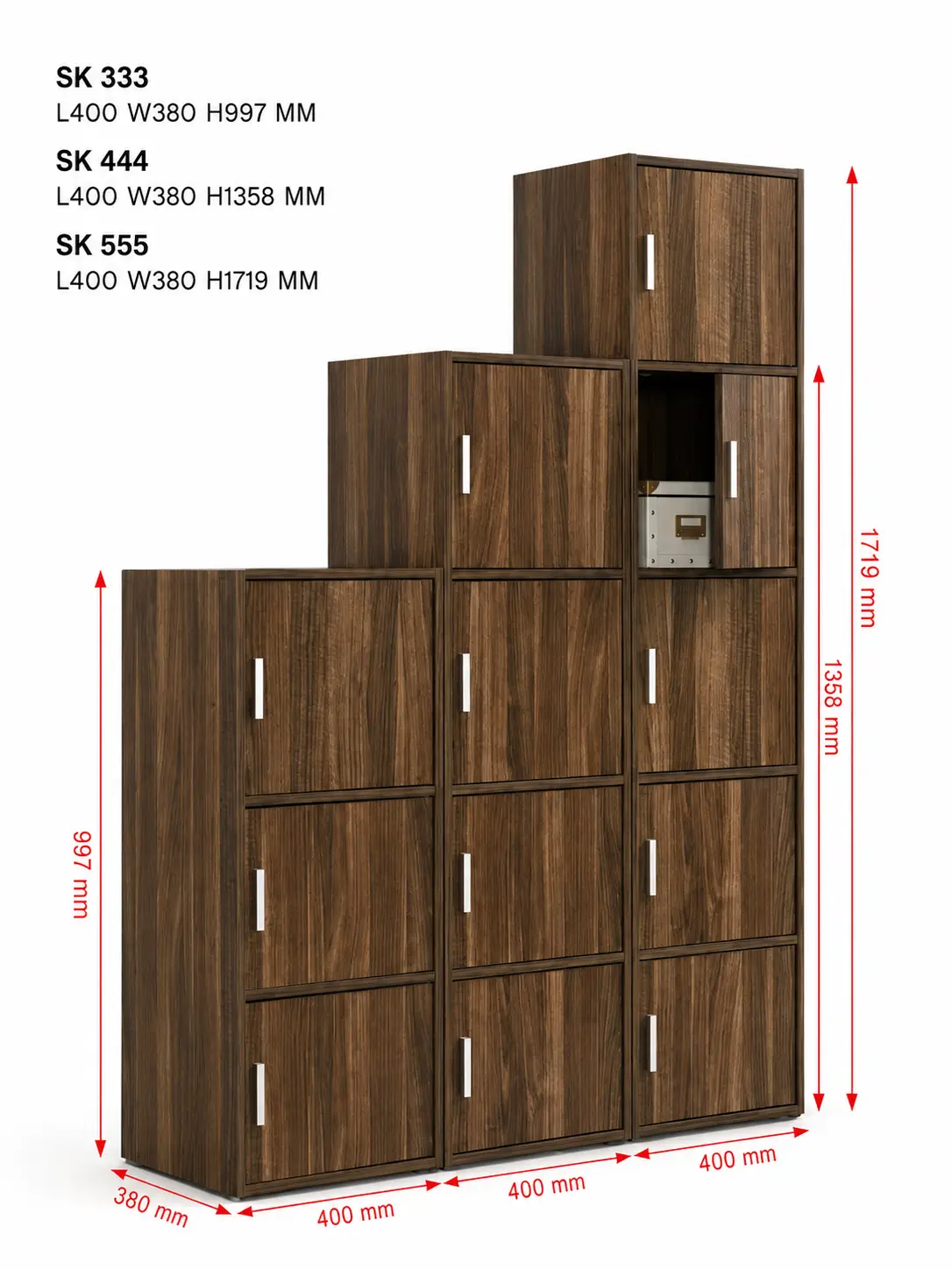 Avant Cabinet Set SK-333/444/555, Walnut