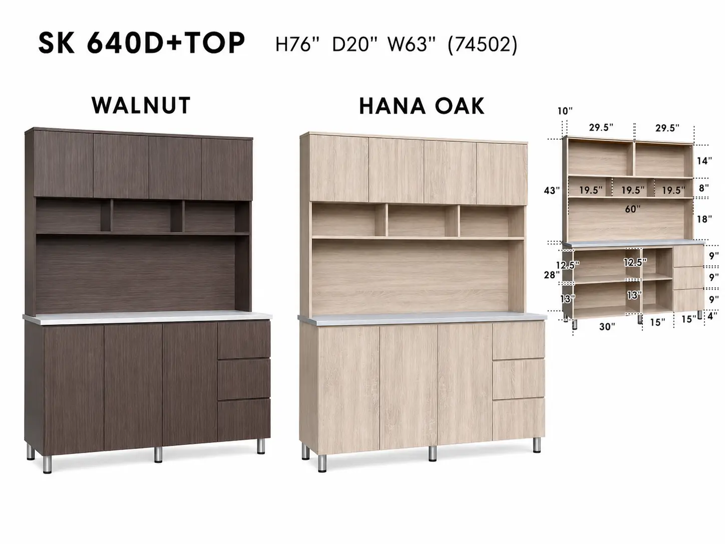 Avant Kitchen Cabinet SK-640D, Walnut/Hana Oak