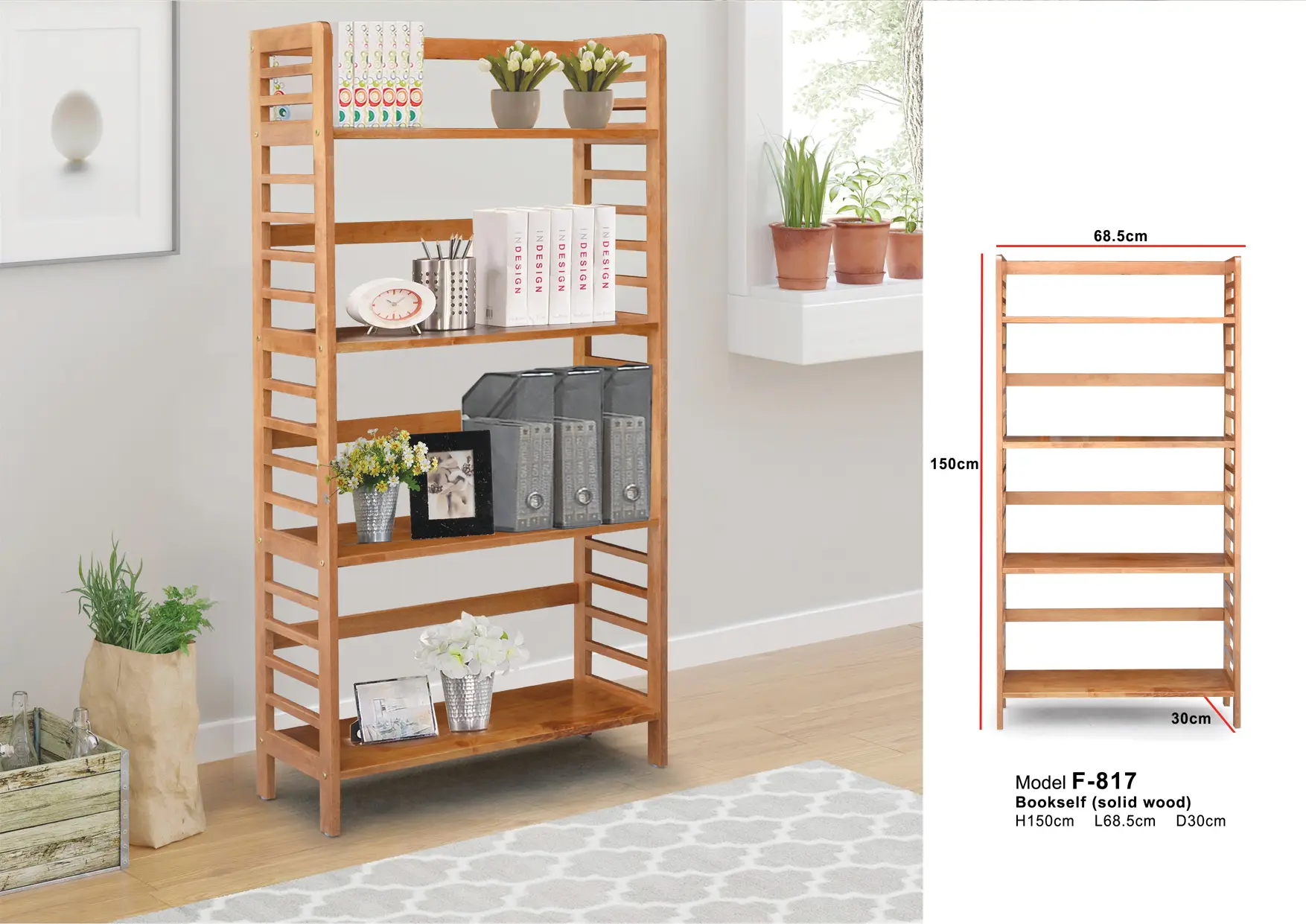 Bookshelf F-817 (Solid Wood)